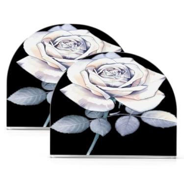 Imagem de Qilmy Porta-guardanapos acrílico rosa branca, suporte de lenços de mesa independente, dispensador de papel de coquetel para cozinha, jantar, restaurante, bar, decoração, 2 unidades