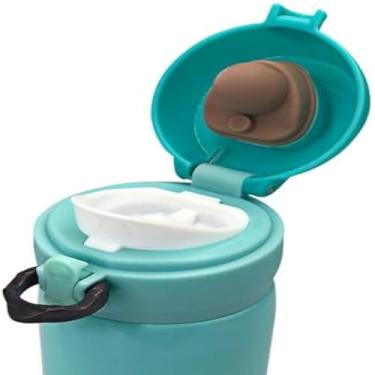 Imagem de Garrafa termica para liquidos, tampa de plastico fosca, verde, trava segura, 500ml,elegante