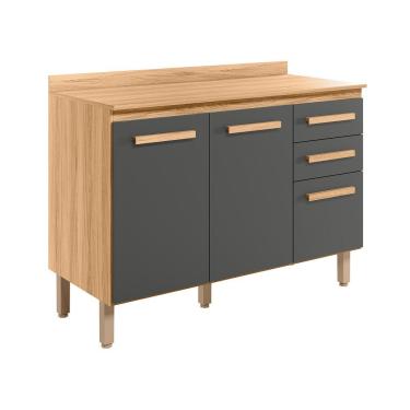 Imagem de Balcão 2 Portas (com Tampo) 120cm Intenza Carvalho Nature-chumbo - Ssx Multicoisas