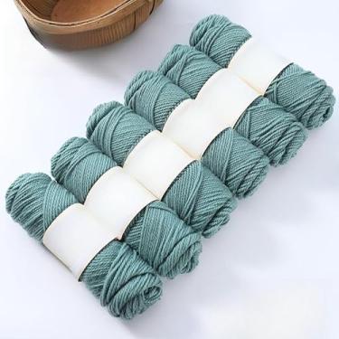 Imagem de Bolas de fio de lã de mistura média - fio de tricô macio à mão para cachecóis, suéteres e projetos de malha, durável e quente (verde)