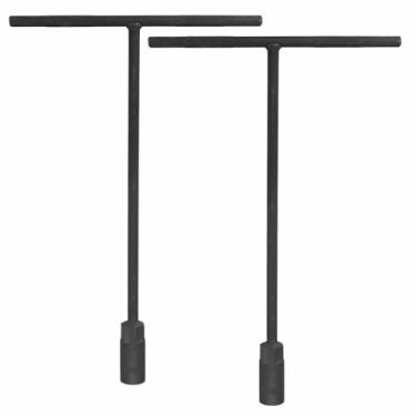 Imagem de HARFINGTON 2 peças soquete de chave em T 14 mm soquete de chave inglesa métrica de aço de alto carbono de 6 pontos com alcance longo para reparo de motocicleta e bicicleta, cinza, preto