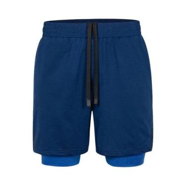 Imagem de Shorts Esportivos Masculinos 2 Em 1 De Secagem Rápida Para Treino, Aca