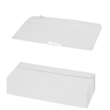 Imagem de MOOYUE Pacote com 20 envelopes coloridos de segurança nº 10 | Pacote econômico | Envelopes comerciais autovedantes | 10 x 23 cm branco | Compatível com impressão e sem janelas