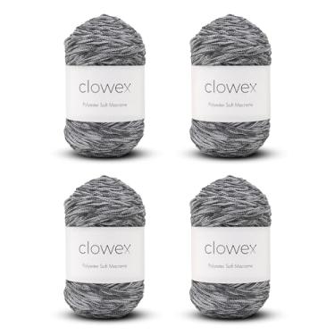 Imagem de Clowex Cordão de macramê macio de poliéster 2,5-3 mm, 4 novelos x 190 jardas x 1/9 inc corda de poliéster turco, fio de macramê trançado para artesanato DIY, gancho de plantas, pendurar na parede