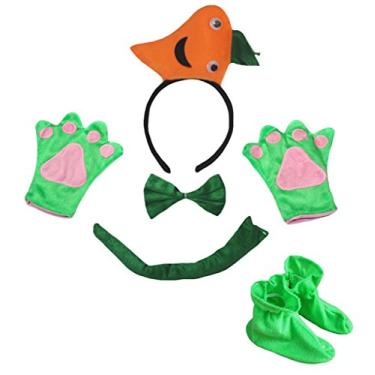 Imagem de Petitebella 3D Tiara de cenoura com laço e luvas de cauda de gravata borboleta 5 peças fantasia infantil (tamanho único)