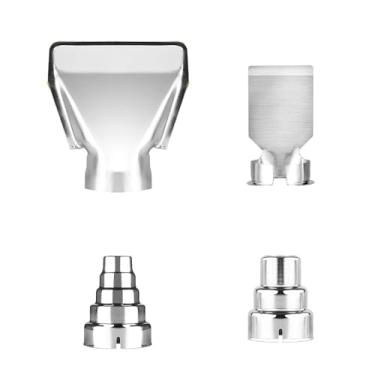 Imagem de TAODAN Kit de bocal de aço inoxidável prata, 4 peças, acessórios de pistola de ar quente para embalagem termorretrátil, gravação em relevo, fio de aquecimento, solda de plástico