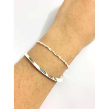Imagem de 2 Pulseira Prata Legítima 925 Laminada Singapura - Lojas La&Amp;Ny, 18