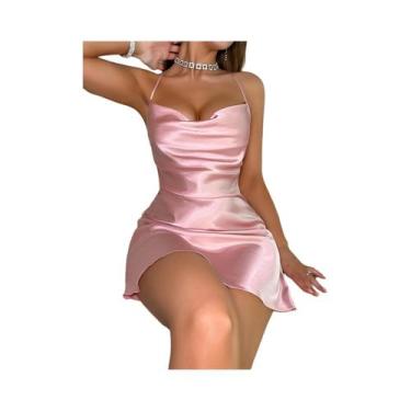 Imagem de Camisola De Verão Feminina Em Cor Sólida Com Alças, Pijamas Sexy, Vest