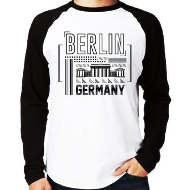 Imagem de Camiseta Raglan Berlim Alemanha Manga Longa - Foca na Moda, Branco, Pr