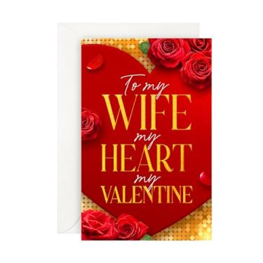 Imagem de Prime Greetings Cartão de Dia dos Namorados Wife Made in America, cartolina grossa com envelope premium embalado em um envelope de apresentação reutilizável, ecológico, 12,7 cm x 19,7 cm