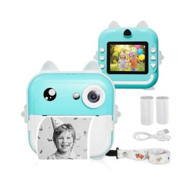 Imagem de Câmera Digital Infantil Portátil 48MP | Tela de 2 Polegadas | 200 dpi | Resolução 1080P | mpressão Instantânea, Conexão com Celular | Incluso Papel de Impressão | AZUL
