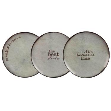 Imagem de Jogo 12 Pratos Rasos Porcelana 28cm Churrasco Rustic 28cm Sortido Mesa