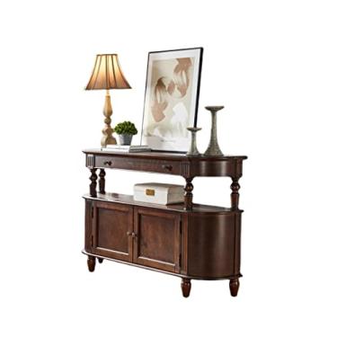 Imagem de Mesa de console, aparador de madeira independente com gaveta, armário de armazenamento de porta dupla, mesa de console de madeira para sala de estar, quarto, corredor, cozinha, 100 x 35 x 90 cm