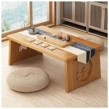 Imagem de Mesa de centro japonesa de 80 cm, mesa baixa para sala de estar, design dobrável, para sala de estar, sala de jantar, chá, decoração de casa