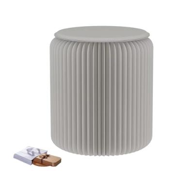 Imagem de Folding Paper Stool Tamborete Dobrável Colorido Do Papel De Embalagem, Cadeira Criativa Escalável Lazer Acordeão, Usado Para Fotografar Lojas Roupas(Gray,36x30cm/14.96x11.81in)