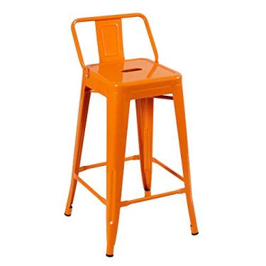 Imagem de LOFT7 Banqueta Iron Tolix com Encosto 66 cm Industrial Aço Carbono Laranja