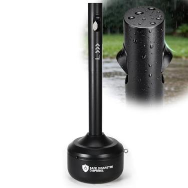 Imagem de Cinzeiro de receptáculo de cigarro externo em pé com base redonda, eliminação de pontas de cigarro ao ar livre