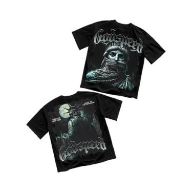 Imagem de Camiseta Masculina De Verão Com Estampa Da Estátua Da Liberdade E Lua,