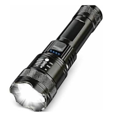 Imagem de Lanterna Tática T9 Led Recarregável P50 USB Super Potente 1200 Lumens 3 Modos de Iluminação Zoom Longo Alcance Leve e Resistente Premium