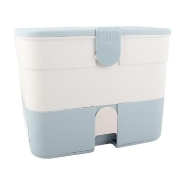 Imagem de Naroote Caixa de Armazenamento de Cosméticos, Grande Capacidade, Camada Dupla, Organizador de Gaveta de Maquiagem para Esmalte de Unhas, Acessórios Portáteis para Maquiadores (Azul)