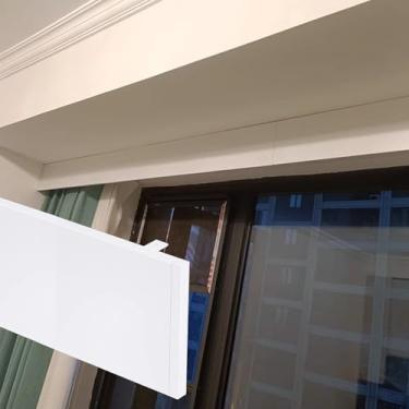 Imagem de Cortina blackout de 10,5 cm/14 cm de altura, sistema de cobertura de janela, defletor divisor de quarto, design sem trilhas, comprimento de 5,5 m/18 pés, solução de decoração de casa elegante