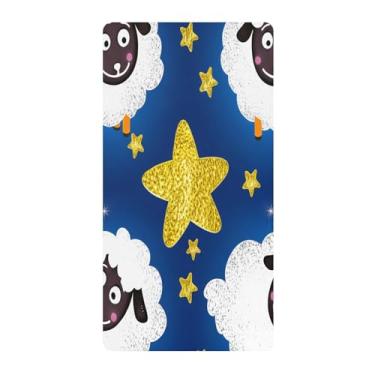 Imagem de Blueangle Lençol de berço padrão para berço infantil - Lençóis de algodão macio e respirável com ovelhas fofas (510)