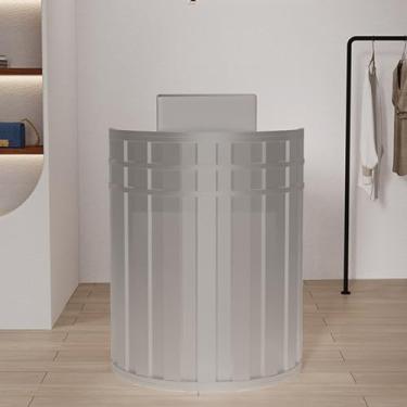 Imagem de Balcão de caixa de varejo, mesa de recepção de escritório moderna mesa de recepção, balcão portátil pequeno balcão de caixa, balcão de bar, balcão de recepção de loja, para loja escritório (cor: prata