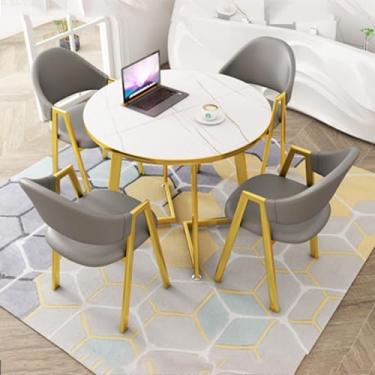 Imagem de Conjunto de mesa e cadeira de clube de recepção de escritório, mesa de negociação, mesa de centro com cadeira, pequenas mesas de conferência, conjunto de mesa de jantar para 4 (cor: 36, tamanho: 31,4