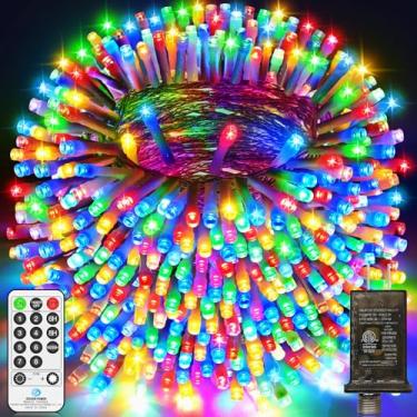 Imagem de JXLEDAYY Luzes de Natal de 200 pés 500 LED Luzes de Natal ao ar livre Plug in Extra Long String Lights Impermeável 8 Modos Temporizador para Fora de Casa Árvore Jardim Quintal Decorações de Festa de