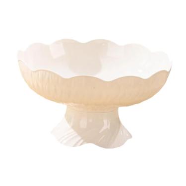 Imagem de ＫＬＫＣＭＳ Fruteira de pedestal com escorredor, design moderno para decoração de mesa, ideal para guardar lanches e armazenar frutas, Branco