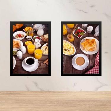 Imagem de Kit 2 Quadros Gravuras Café Da Manhã 33X24Cm - Com Vidro
