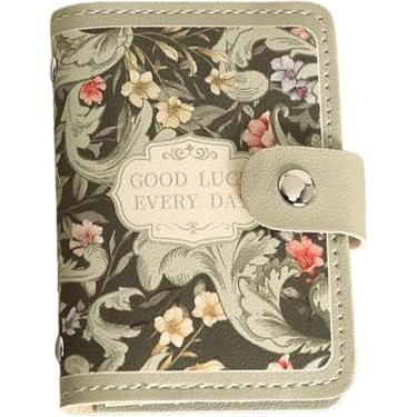Imagem de Porta-cartão de crédito feminino – Carteira vintage floral PU com 20 compartimentos para cartões de crédito, identidade, passaporte – carteira fina de grande capacidade, Espelho Eden Flower, Bonito