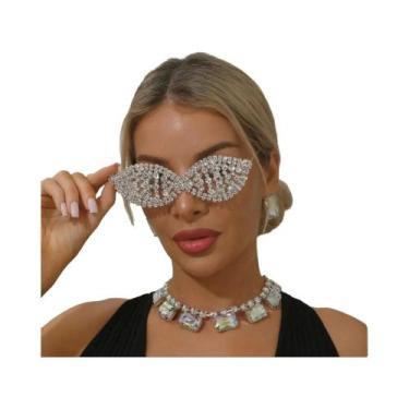 Imagem de Armação De Óculos Prateada Com Strass, Joia De Festa Moderna, Óculos D