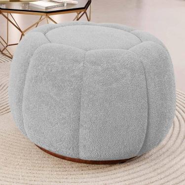 Imagem de Puff Decorativo Estilo Abóbora Orgânico Shell Bouclê Cinza Claro - Desk Design