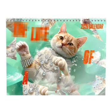 Imagem de Calendário para gatos 2026 - janeiro - dezembro de 2026 - ferramenta de planejamento de parede | Calendário mensal de gato engraçado, para sala de estar, sala de estudo, escritório, decoração escolar
