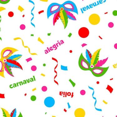 Imagem de TNT Toalha De Mesa 1,40x2 Carnaval Folia Neon Branco Mewi