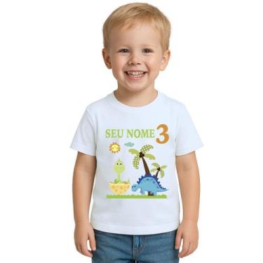Imagem de Camiseta Dinossauros Aniversário Estampa Personalizada - Use P4, Branc