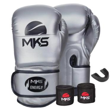 Imagem de KIT LUVA DE BOXE MUAY THAI NEW ENERGY + BANDAGEM + BUCAL - MKS COMBAT-Unissex