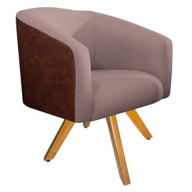 Imagem de Poltrona Luiza Giratória Madeira Corano Nozes Rosê DoceSonho