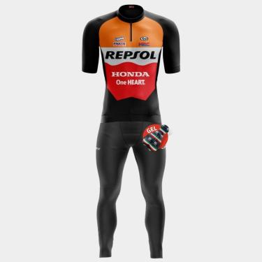 Imagem de Conjunto de Ciclismo Masculino Camisa Manga Curta e Calça de Forro Gel Proteção Uv-Masculino
