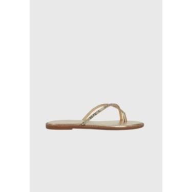 Imagem de Rasteira de Dedo Metalizada Dourada Schutz-Feminino