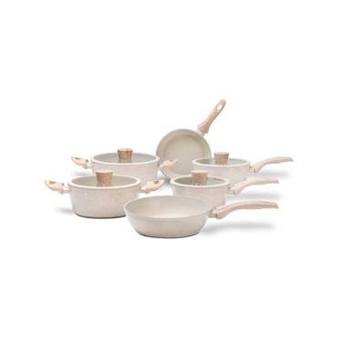 Imagem de Jogo de Panelas Brinox Ceramic Life 6 Peças Sirius Antiaderente Indução Vanilla