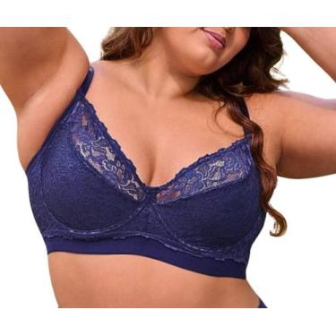 Imagem de Sutiã Plus Sustentação Renda Com Aro Antinea Demillus 064021, Marinho,