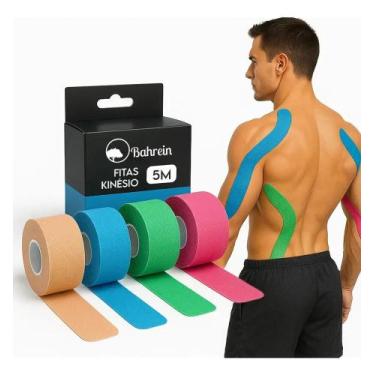 Imagem de Fita Kinesio Tape 5 Metros Bandagem Elástica Adesiva Taping - Bahrein