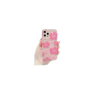 Imagem de Capa De Telefone Com Flor Rosa Para iPhone 14 pro 13 12 15 pro Max XR 