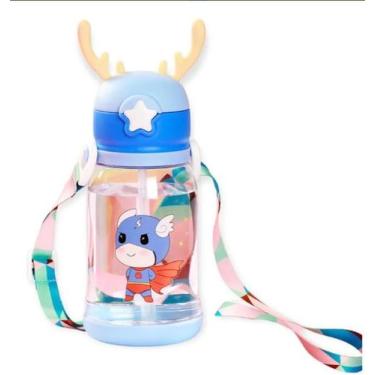 Imagem de Garrafa Infantil com Canudo e Alça Ajustável 500ML- Tudo em Caixa