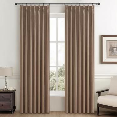 Imagem de Cortinas blackout de 224 cm para sala de estar, redução de ruído térmico, porta deslizante, total de duas cortinas e cortinas de linho estilo country Burg para sistema de trilhos, prega de aperto