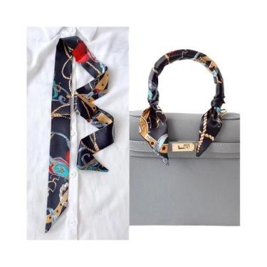 Imagem de Lenço De Seda Fino Feminino 90cm X 4cm, Fita Para Cabelo Longa, Lenço 