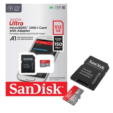 Imagem de Cartão de Memória 512GB SanDisk Ultra MicroSDXC UHSI Classe 10 150MBs 