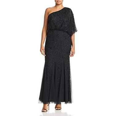 Imagem de Adrianna Papell Vestido longo feminino com contas, Meia-noite/preto, 44